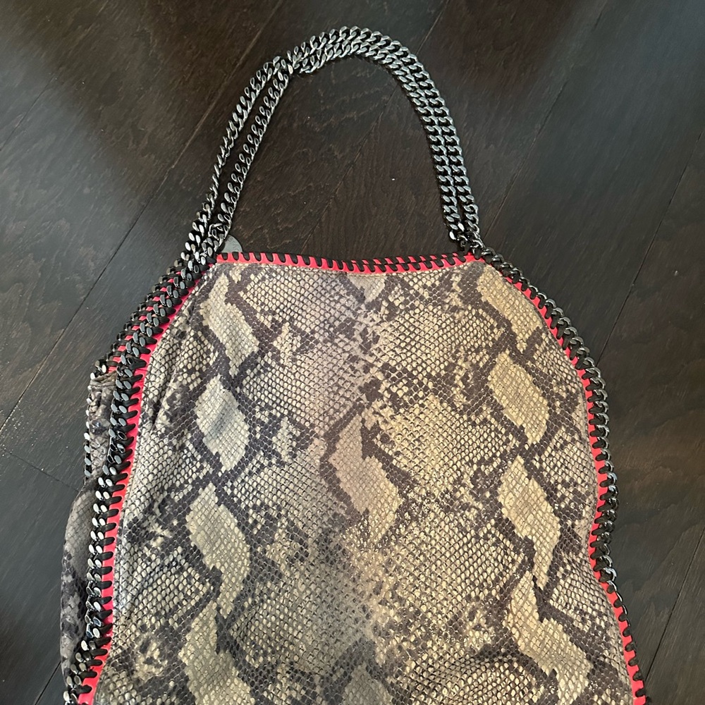 Stella McCartney Snake Print Tote with Red Accents